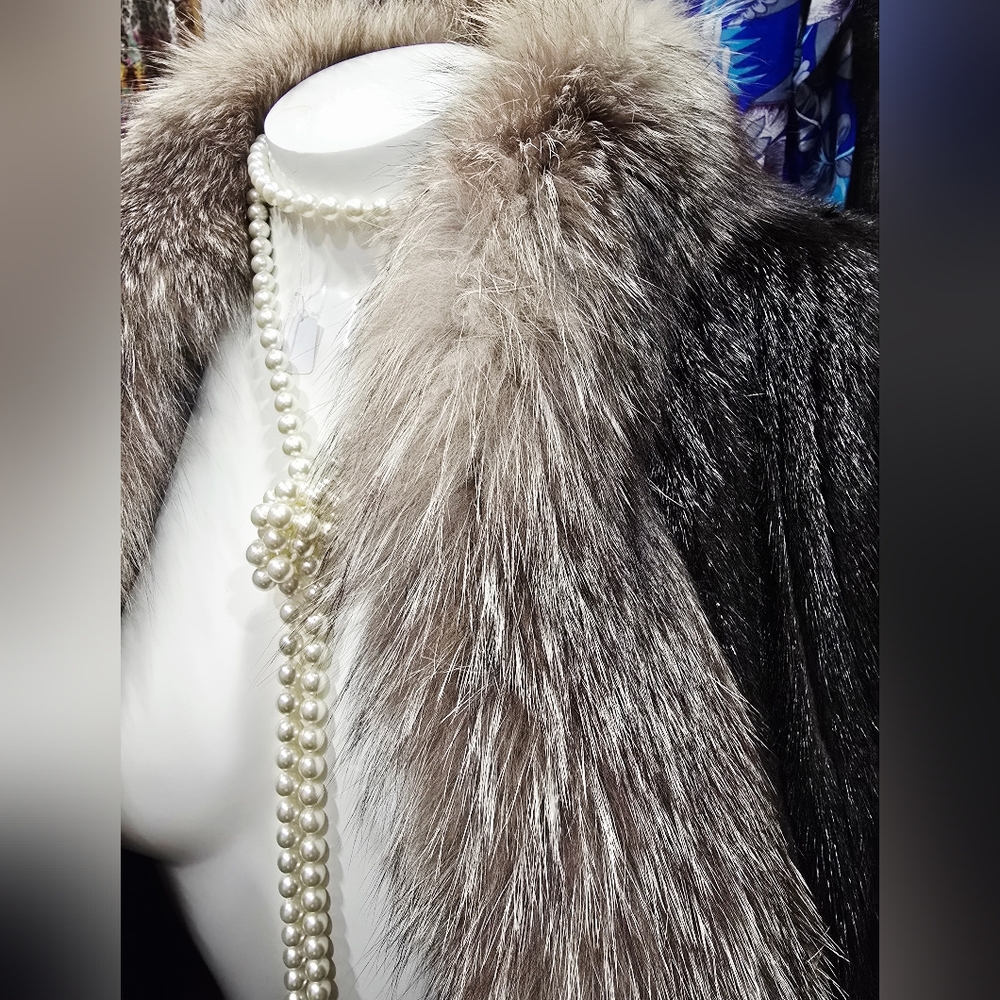 Vintage Saga Mink & Artic Blue Fox Fur Coat Luxury Gift Pristine Condition